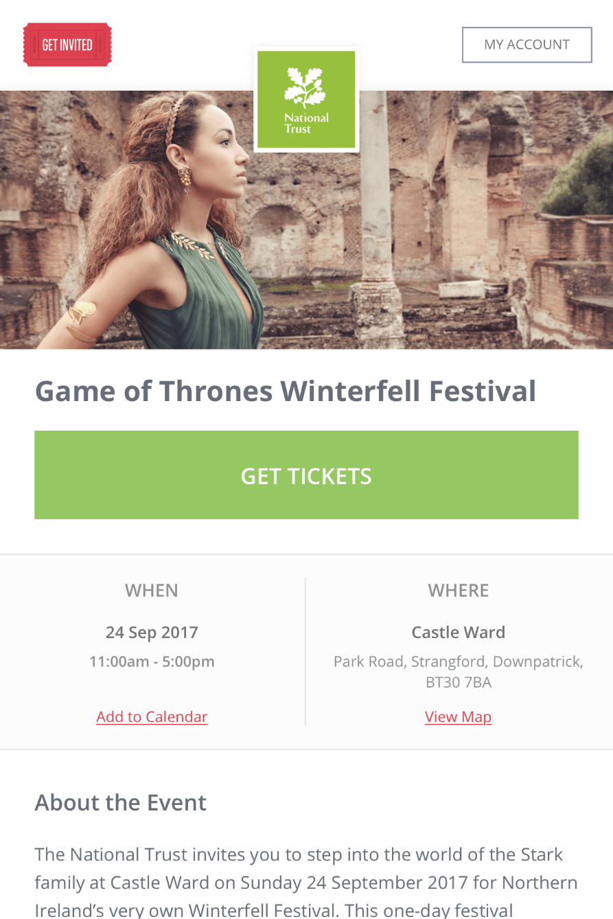 Event Registration Page on Mobile